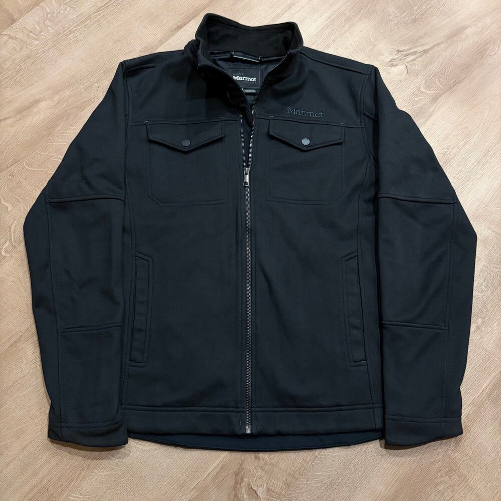 Marmot Hawkins Jacket Men's Small Charcoal SoftShell Fleece Lined Front Pockets